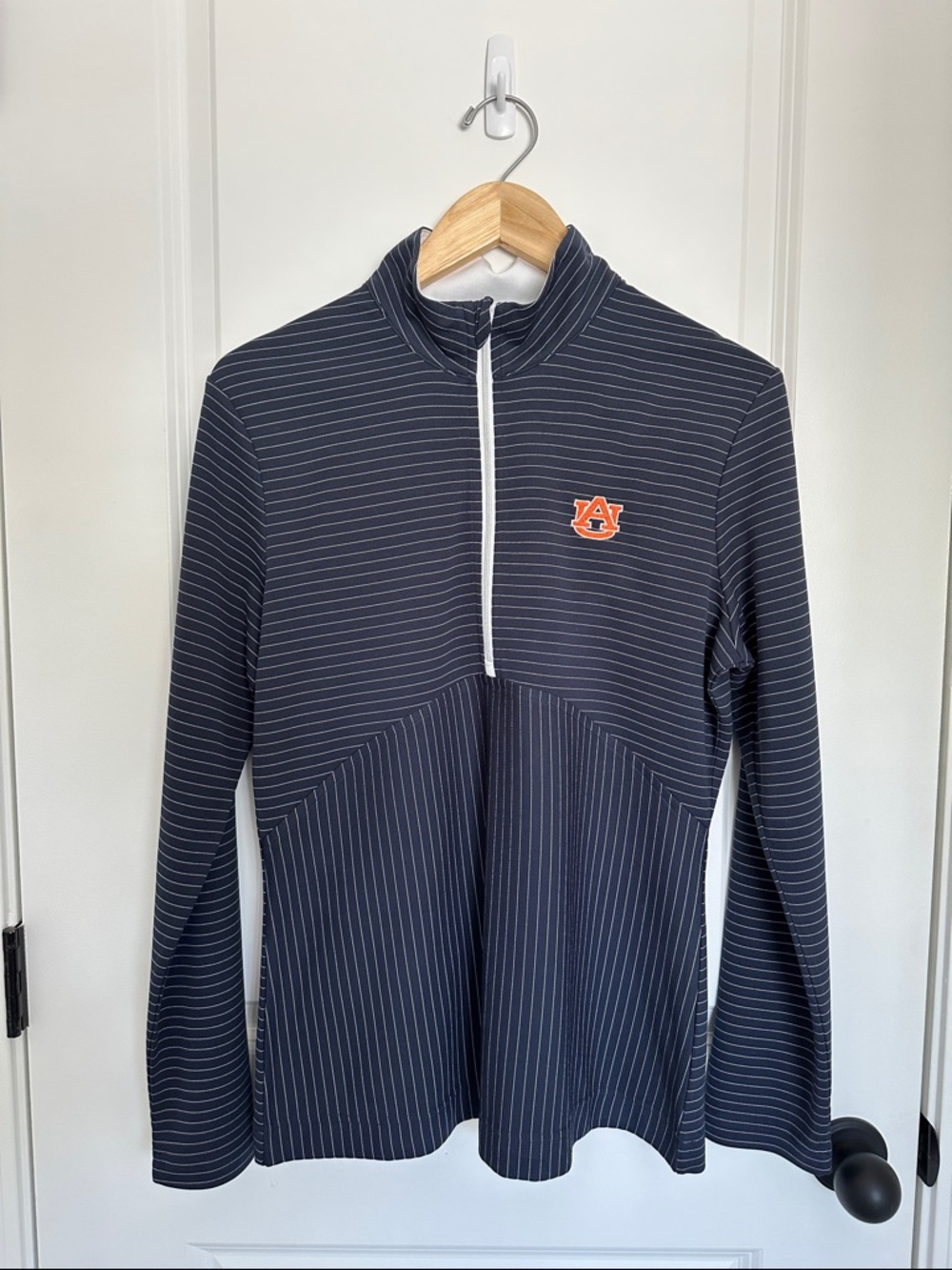 Cutter & Buck Women’s Auburn University Pinstripe Quarter-Zip Pullover Navy M